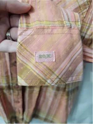 Wrangler 20X Ultra Fit Western Button Down Shirt Size S Pink Brown Plaid thumbnail 5