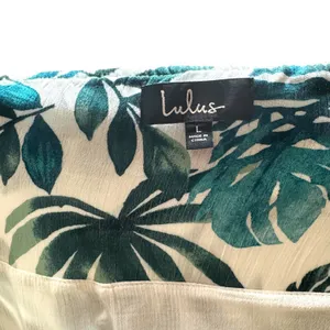 Lulus Marisha White Green Leaf Print Halter Wrap Dress Large thumbnail 7