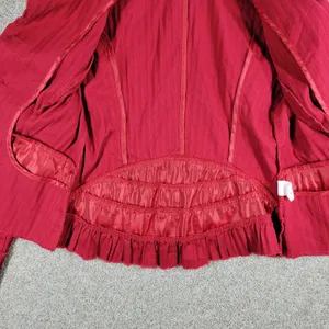 VTG 6 Degrees Y2K Cropped Jacket Juniors M Red Layered Ruffle Back Fitted Button thumbnail 9