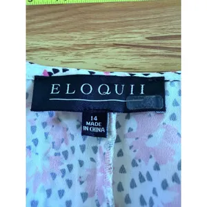 ELOQUII Floral Ruffle High-Low Maxi Dress Pink White Black Size 14 thumbnail 4