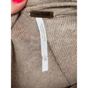 Free People Sweater Womens XS Taupe Tan Relaxed Boho Cotton Wool thumbnail 4
