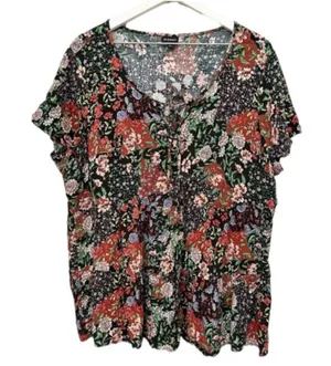 Torrid Babydoll Rayon Slub Tie-Front Top Size 1X thumbnail 6