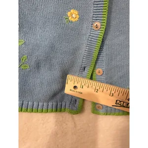 pendleton Vintage Floral Embroidered Cardigan Blue Green Trim Small thumbnail 4