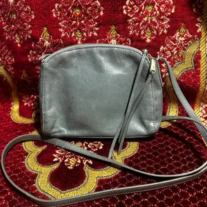 Vintage Hobo crossbody‎ leather purse in light teal/sage thumbnail 2