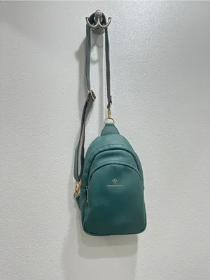 Nanette Lepore Teal Pebbled Leather Sling Crossbody with Gold Hardware thumbnail 2