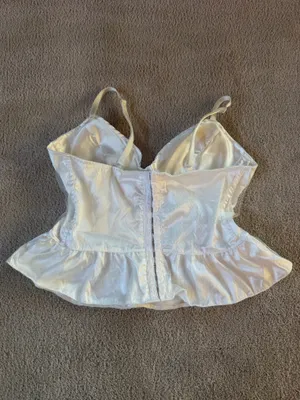 Elegant Moments White Satin Corset Top – Size Small thumbnail 3