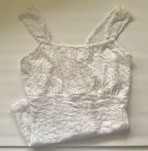 Ruby Ribbon white lace square neck cami tank, size medium thumbnail 2