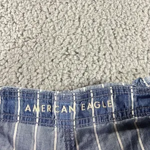American Eagle Shorts Women 6 Blue White Striped‎ Pleated Paperbag Waist Boho thumbnail 8