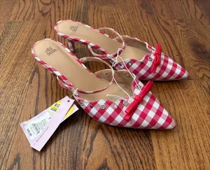 wild fable Red & White Gingham Pointed-Toe Slingback Mules Size 8 New with Tags thumbnail 1