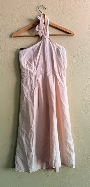 Soft Blush Halter Midi Dress pit to pit 15" thumbnail 1