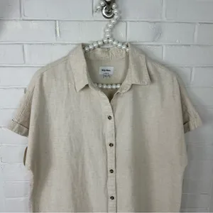 Rhythm Classic Linen Blend Shirt Dress In Oat Size S thumbnail 3