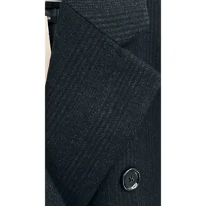 MANGO Double Breasted Pinstripe Long Wool Blend Coat Navy Dark Grey Women’s XXL thumbnail 5