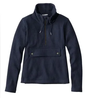 L.L. Bean Dark Blue Women”s Signature Brushed-Back Waffle Anorak thumbnail 1