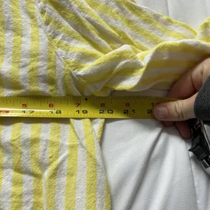 Loft Womens Medium Striped Linen Blend long‎ Sleeve Blouse Button Down Yellow thumbnail 6