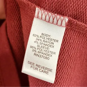 LIVE WELL Lifestyle Mesh Sleeve Sweatshirt Pullover Top Burgundy Wine Size L thumbnail 4