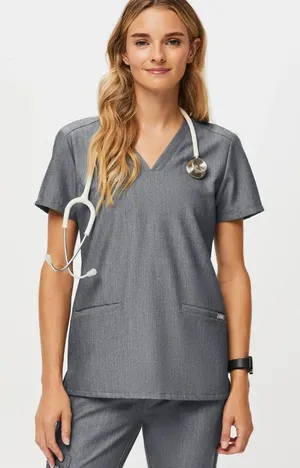 FIGS Women's Casma Three-Pocket Scrub Top V-neck Size Large Graphite Grey thumbnail 1