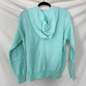Comfy Chunky Hoodie Button Up Cardigan Jacket Size M Teal Green thumbnail 4