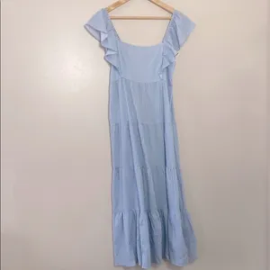 MinkPink‎ Aries Tiered Midi Dress In Blue/white Stripe Size M thumbnail 2