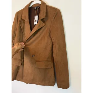 Windsor Faux Suede Brown Double Breasted Blazer XS NWT thumbnail 6