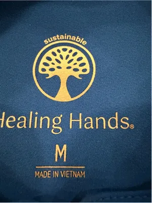 Healing Hands 360 Sandy Scrub Top Royal Blue Zip Stand Collar Stretch Womens M thumbnail 10