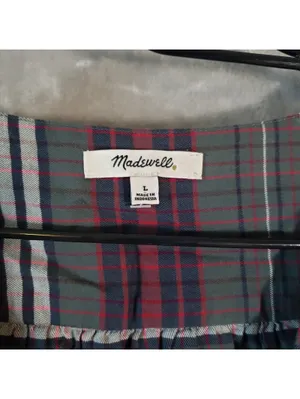 Madewell Plaid V-Neck Button Front Long Sleeve Cotton Blouse Size L thumbnail 3