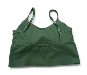 Olive Green Minimalist Sports Bra with Adjustable Straps thumbnail 5