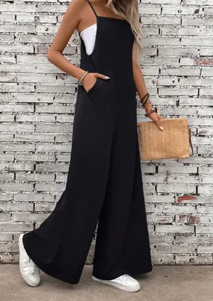 BellanBlue Black Wide-Leg Spaghetti Strap Jumpsuit XL thumbnail 1
