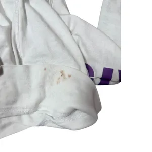 Zip Up Hoodie Womens L White Give From The Heart Rhinestone Peace Graphic thumbnail 8
