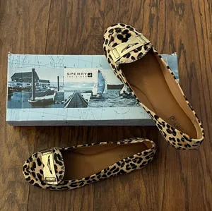 Sperry Leopard Print Flats with Gold Accent thumbnail 1