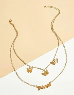 Gold Butterfly Necklace Set thumbnail 1