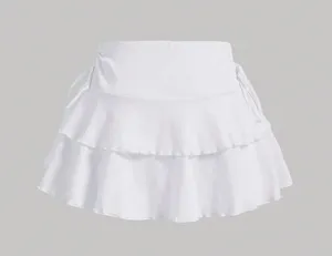 White Ruffle Trimmed Tiered Skirt Size XS thumbnail 4