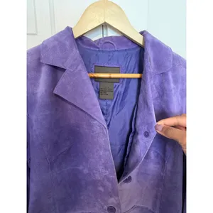 Vintage Brandon Thomas Purple Suede Leather Jacket Womens Medium VTG Blazer thumbnail 14