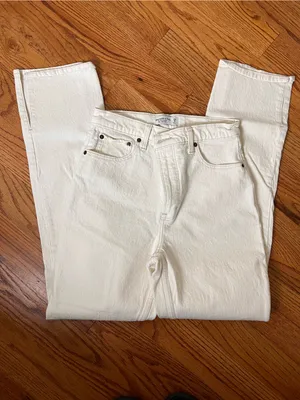 Abercrombie & Fitch 90’s Straight Cream High-Rise Crossover Jeans thumbnail 3