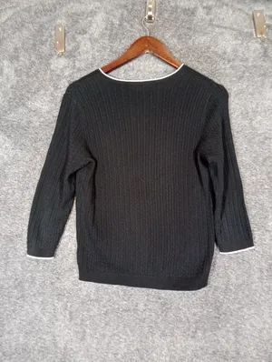 Lauren Ralph Lauren Vintage V Neck Ribbed Knit Preppy Old Money Womens M thumbnail 6
