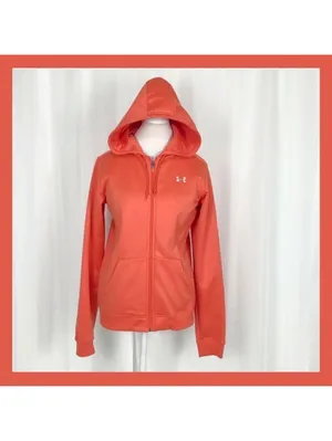 Under Armour Orange Full Zip Hoodie Athletic Sweatshirt‎ Jacket thumbnail 3