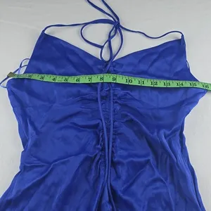Zara -781 NWT Women's Halter Satin‎ Dress In Royal Blue Small thumbnail 6