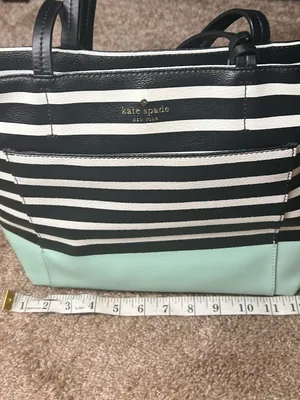 kate spade New York Black & Cream Striped Tote with Mint Base thumbnail 5