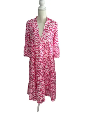 MADE WITH LOVE Pink White Animal Print Maxi Dress Size Small NEW NWT thumbnail 9