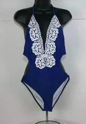 CUPSHE Women's Happy Ending Solid One-Piece Swimsuit Beach Swimwear Size M Blue thumbnail 1