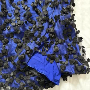 Vintage 80s 90s Mini Cocktail Dress Blue‎ Black Dainty Romantic Feminine Whimsy thumbnail 5