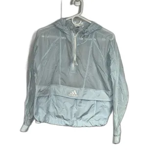 Adidas Woman’s Cropped Wind.rdy Sheer Packable Windbreaker Lite Blue Size XS thumbnail 6