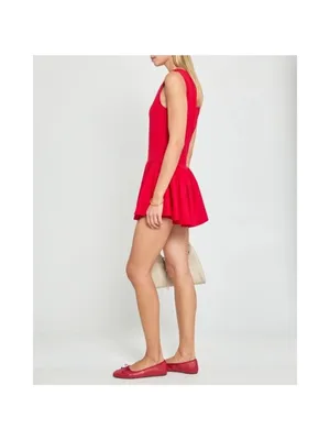 NWT o.p.t Helene Mini Dress XS Red Sleeveless Combination Puff Flared Bubble thumbnail 3