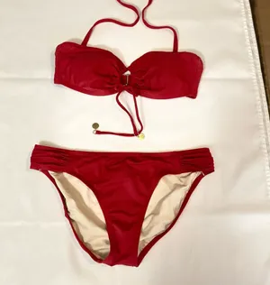 Coastal Blue Red Bikini Set Size M thumbnail 1