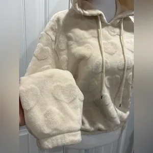 Angel Cult Women’s Cream Hoodie With Hearts Size S thumbnail 4