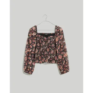 Madewell | Lucie Smocked Peasant Top in Floral | Small thumbnail 4