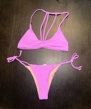 Bright Pink Strappy Bikini Set thumbnail 1