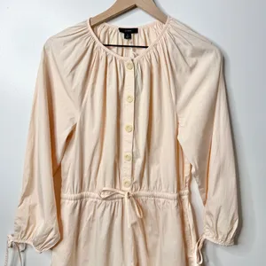 NWT J. Crew Cotton Poplin Tie Sleeve Button Front Romper Pink Orange Cream Small thumbnail 7