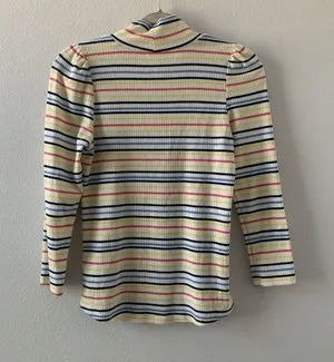 Free People Womens Size Small Multicolor Stripe Ribbed Mock Neck L/S Top Blouse thumbnail 3