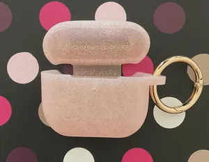 Glittery Rose Gold Silicone AirPod 3 Case with Keychain thumbnail 1