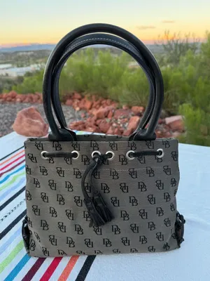 Dooney & Bourke Vintage DB Monogram Tote 3pc Set Bag Wallet Coin Purse Y2K Chic! thumbnail 1